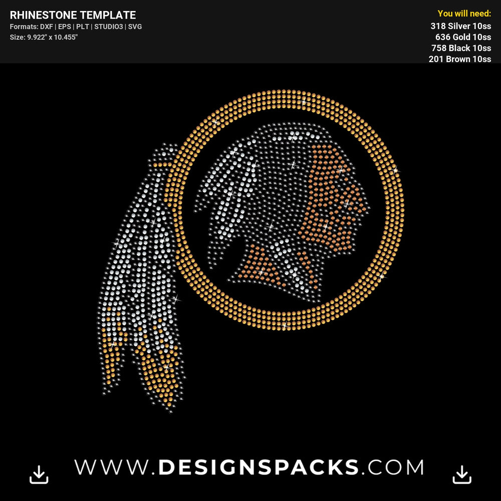 Washington Redskins Rhinestone Digital Template