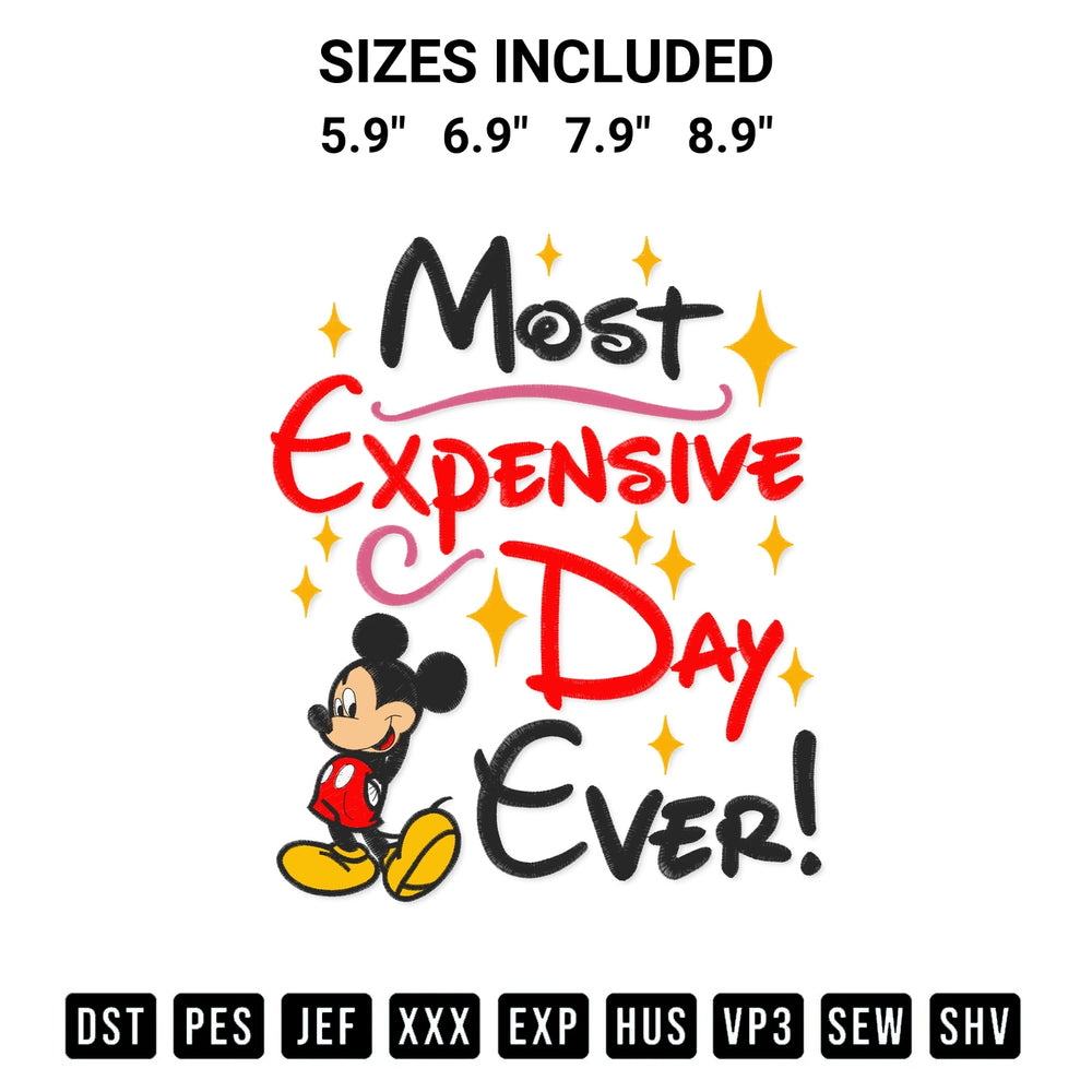 Download the Most Expensive Day Ever Mickey Embroidery Design machine embroidery design exclusively at Designspacks.com. Premium digitized pattern for apparel and DIY crafts. Available sizes: 5.9", 6.9", 7.9", 8.9".