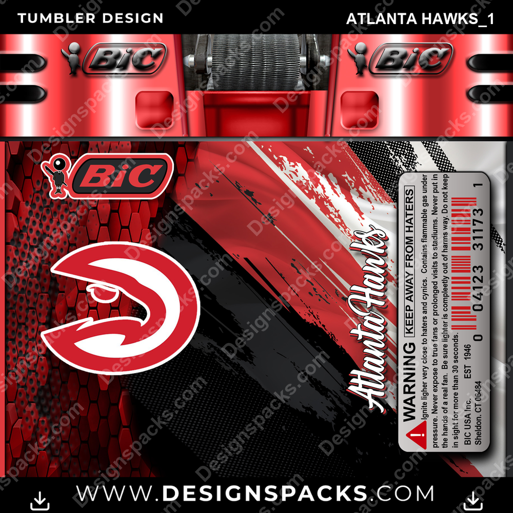 Basketball BIC Lighter Atlanta Hawks_1 Tumbler Digital Wrap Design