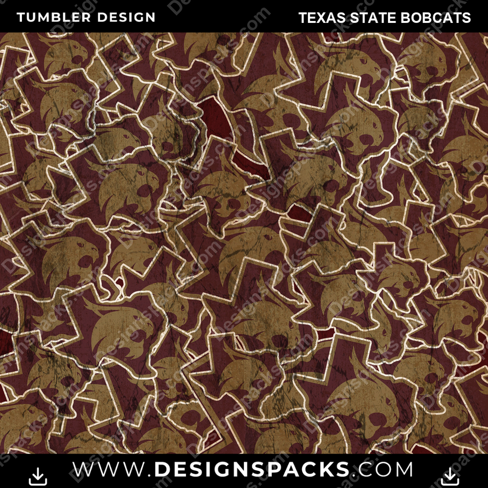 College Sport Logo BG Texas State Bobcats NCAA College Sport Tumbler Digital Wrap Design Download