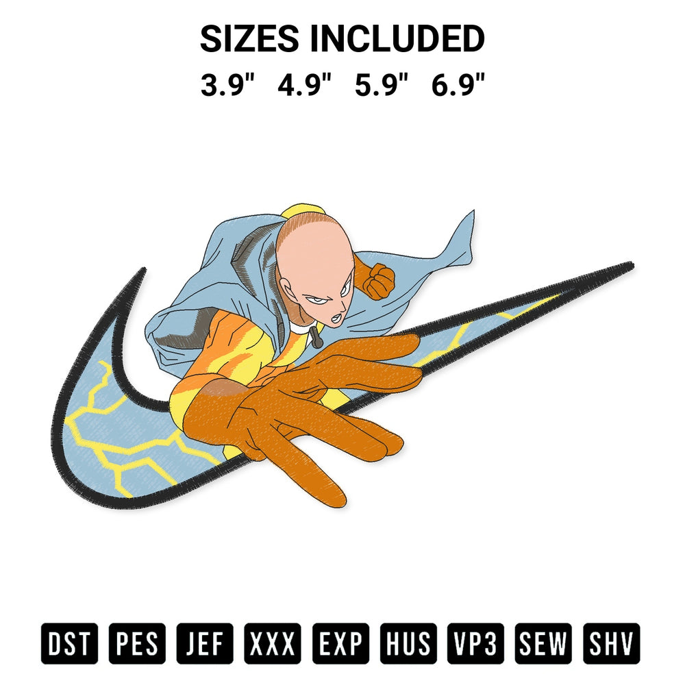 Add a unique touch to your apparel with the Nike One Punch Man Embroidery Design embroidery file. Premium instant download available now on Designspacks.com. Available sizes: 3.9", 4.9", 5.9", 6.9".