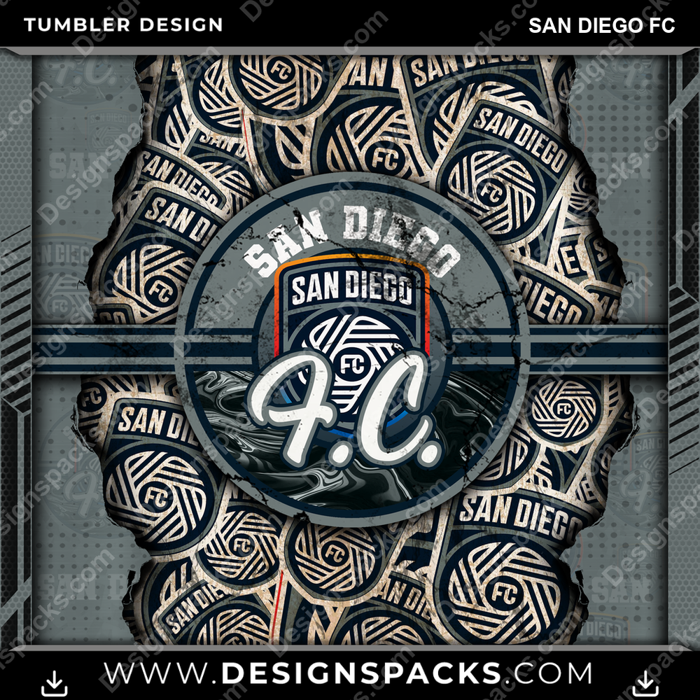 Soccer Ripped San Diego FC MLS Soccer Tumbler Digital Wrap Design Download
