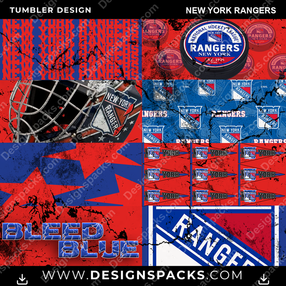 Hockey Distressed BG New York Rangers NHL Hockey Tumbler Digital Wrap Design Download