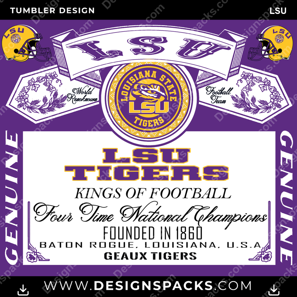 College Sport Bud LSU Tumbler Digital Wrap Design