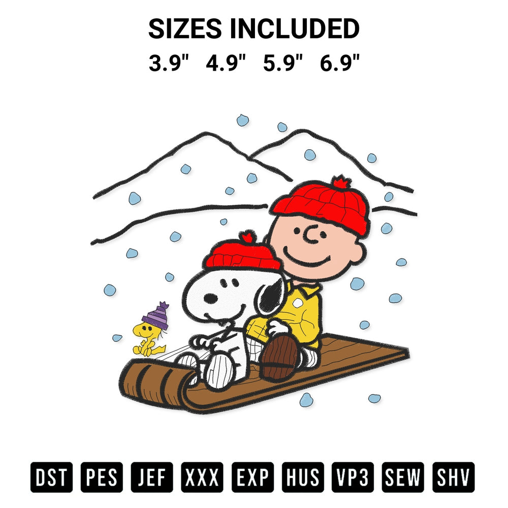 Looking for the perfect pattern? Download the Charlie And The Snoopy Christmas Embroidery Design embroidery design today at Designspacks.com. Crisp, clean stitching guaranteed. Available sizes: 3.9", 4.9", 5.9", 6.9".