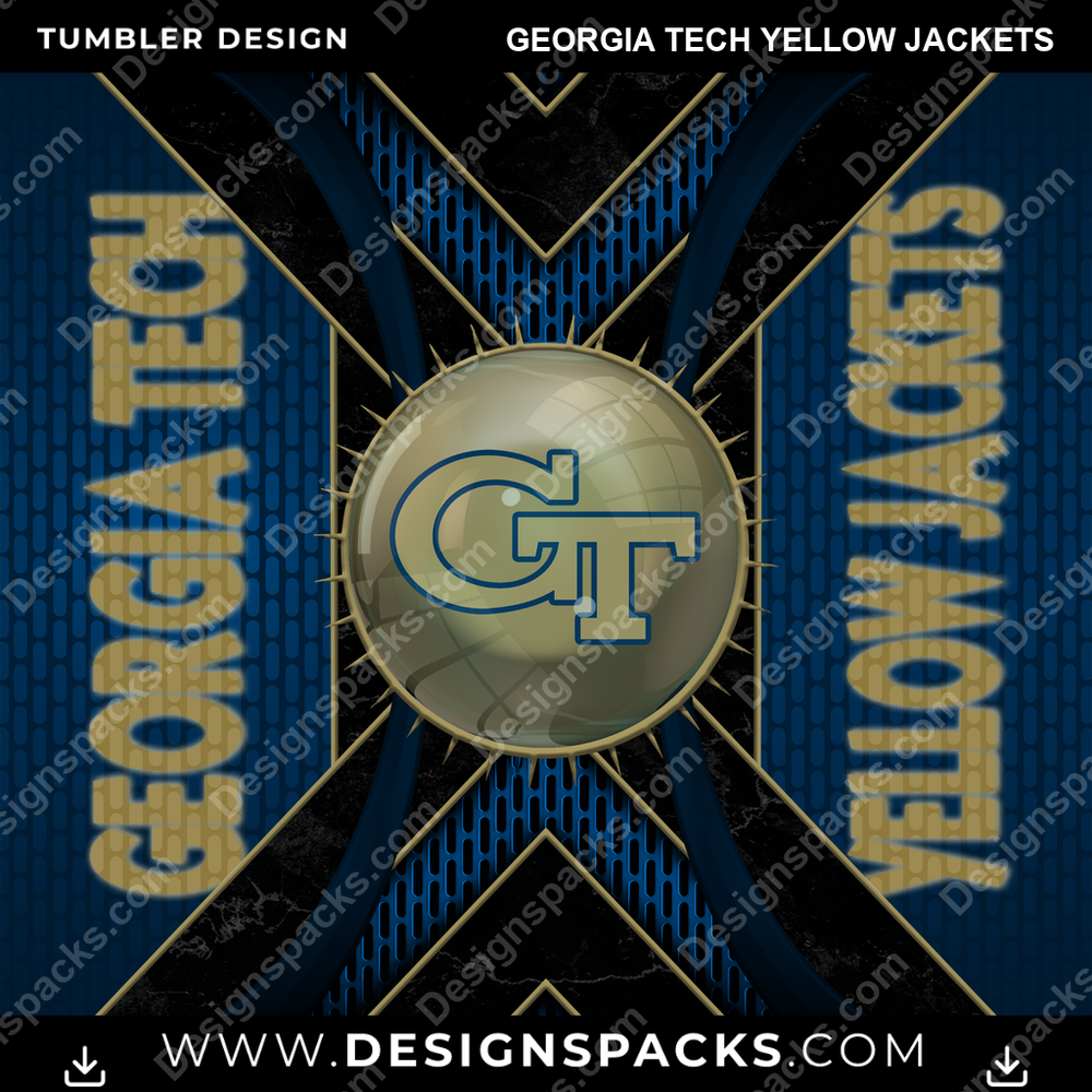 College Sport Metal Grating Georgia Tech Yellow Jackets NCAA College Sport Tumbler Digital Wrap Design Download