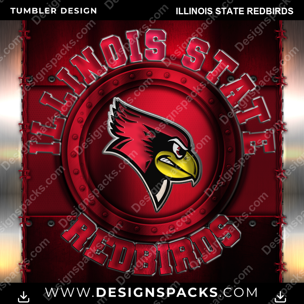 College Sport Metal Illinois State Redbirds NCAA Tumbler Digital Wrap Design Download