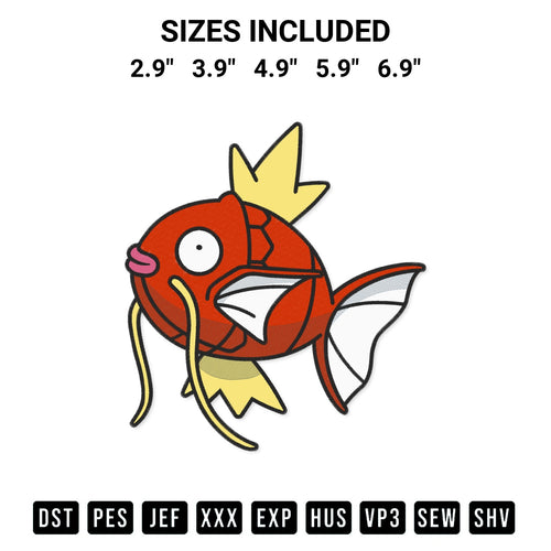 Elevate your next project with our Magikarp Pokemon Embroidery Design embroidery file. Shop high-quality digital patterns instantly at Designspacks.com. Available sizes: 2.9