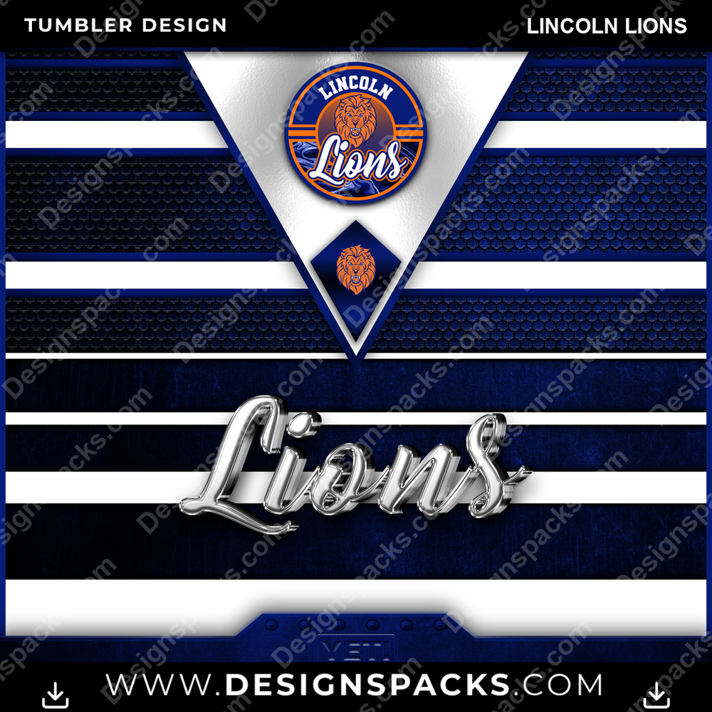 College Sport YETI Lincoln Lions NCAA College Sport Tumbler Digital Wrap Design Download