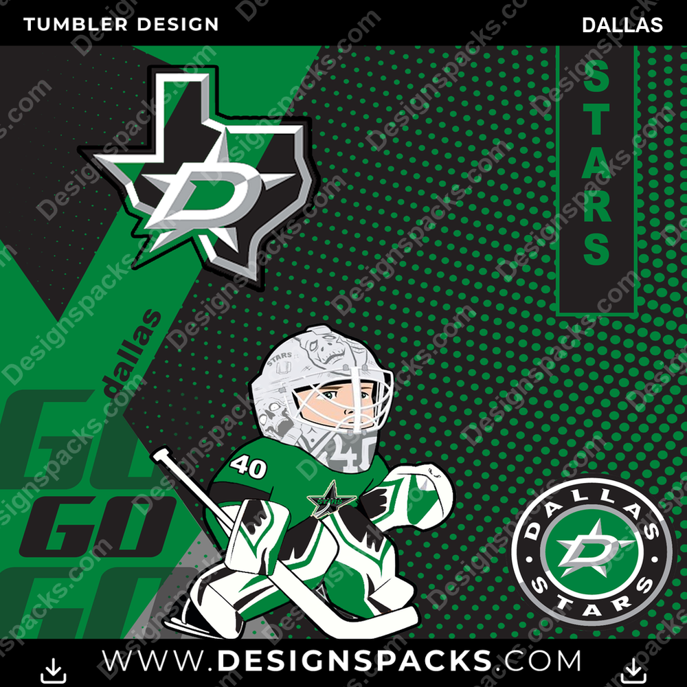 Ice Hockey GO Dallas Tumbler Digital Wrap Design