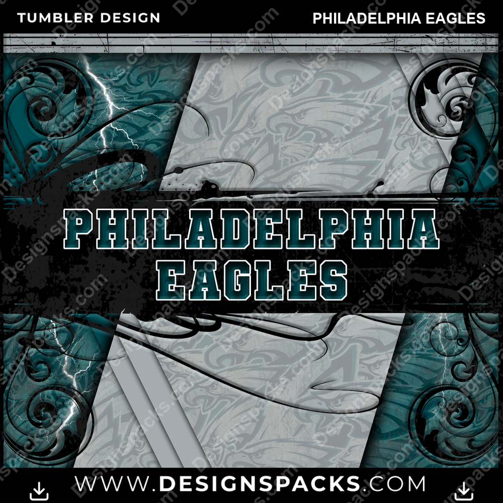Football Elegant Philadelphia Eagles NFL Football Tumbler Digital Wrap Design Download