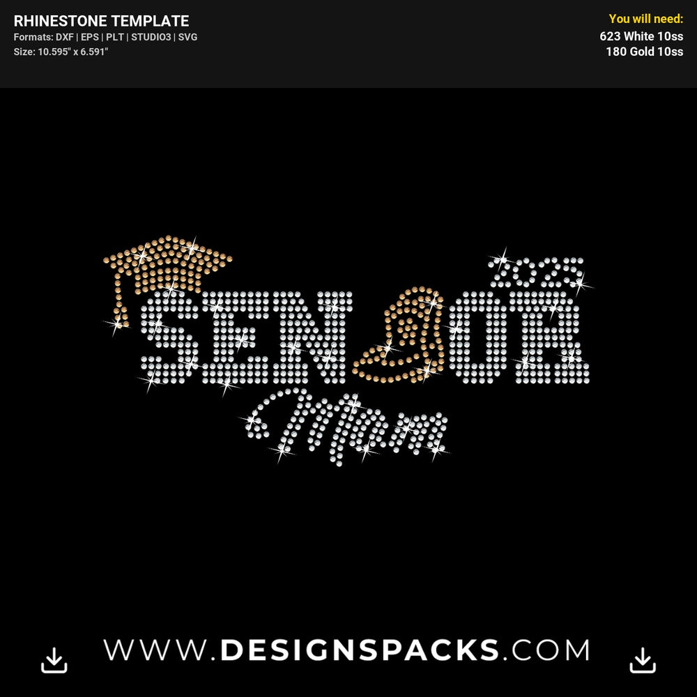 Senior Mom Rodeo Cowgirl Boots Rhinestone Digital Template