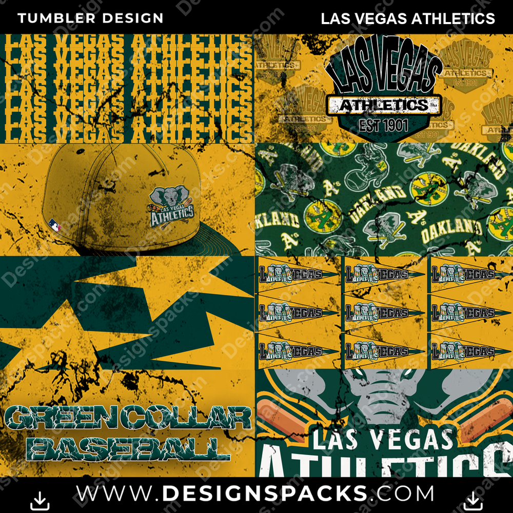 Baseball Distressed BG Las Vegas Athletics Tumbler Digital Wrap Design