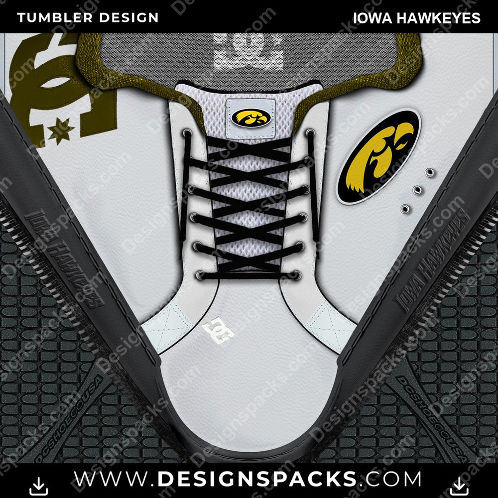 College Sport DC Sneaker Iowa Hawkeyes NCAA College Sport Tumbler Digital Wrap Design Download