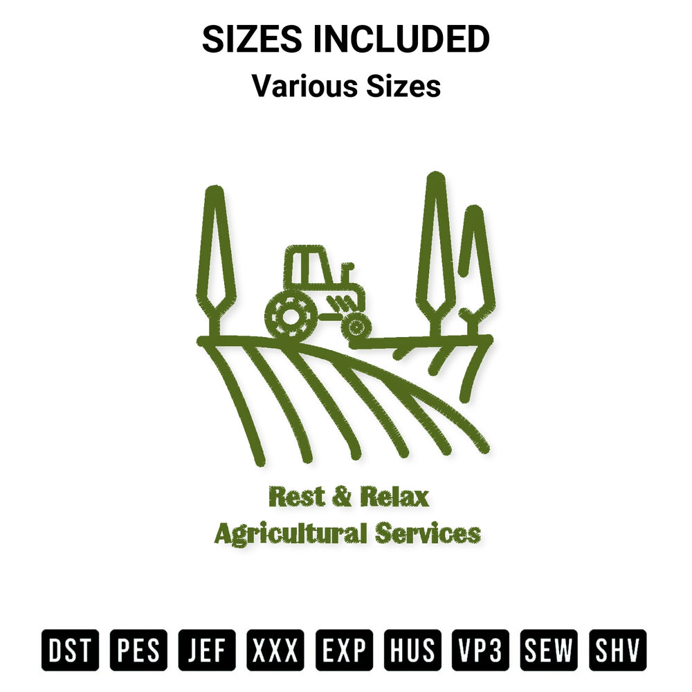 Transform your fabrics with the Rest And Relax Agricultural Services Embroidery Design embroidery design. Instant access to premium digitized patterns at Designspacks.com. Available sizes: Various Sizes.