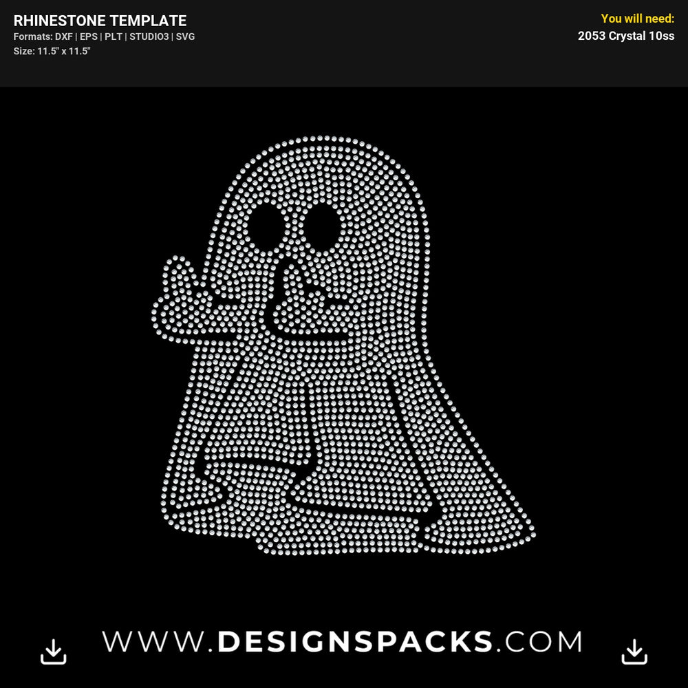 Ghost Middle Finger Rhinestone Digital Template