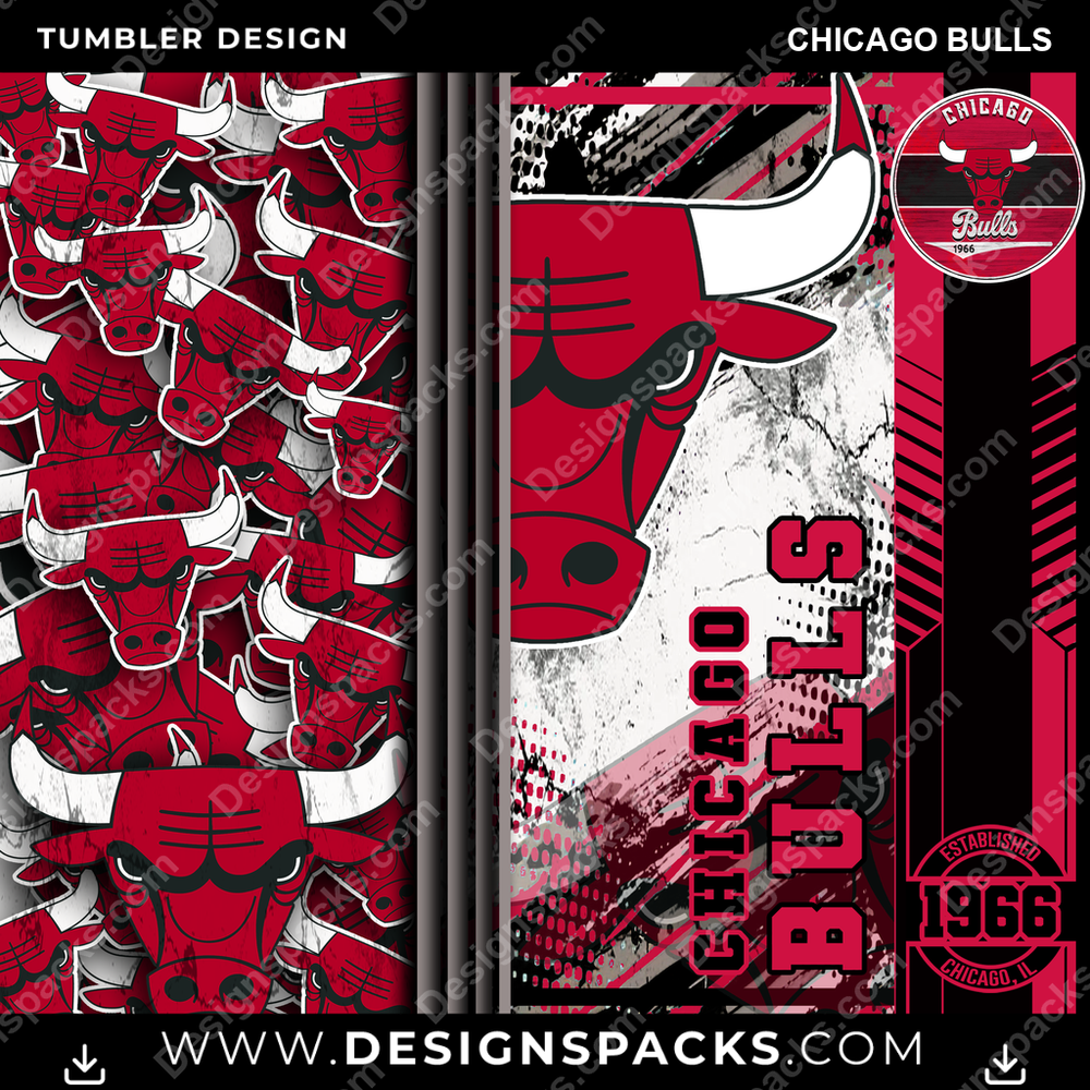 Basketball Sports Chicago Bulls NBA Basketball Tumbler Digital Wrap Design Download