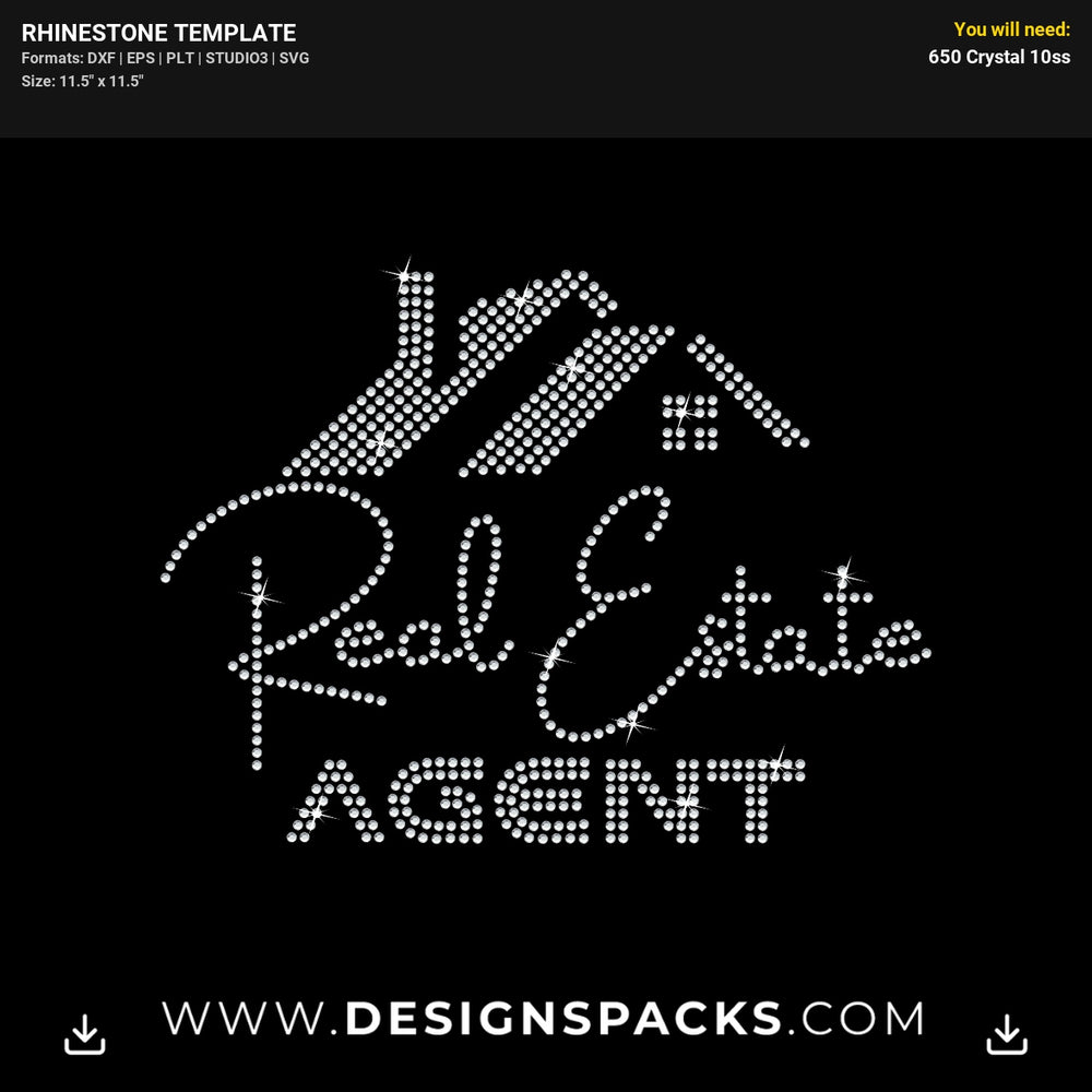 Real Estate Agent Rhinestone Digital Template