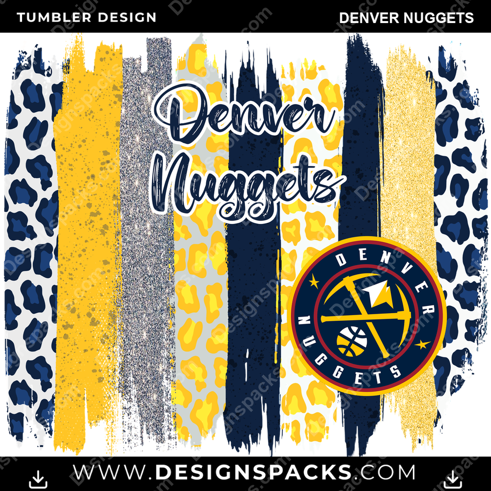 Basketball Brush Strokes Denver Nuggets Tumbler Digital Wrap Design