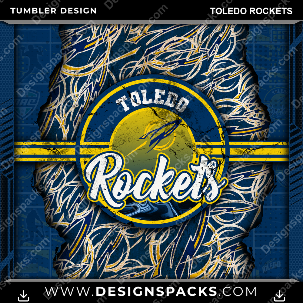 College Sport Ripped Toledo Rockets NCAA College Sport Tumbler Digital Wrap Design Download