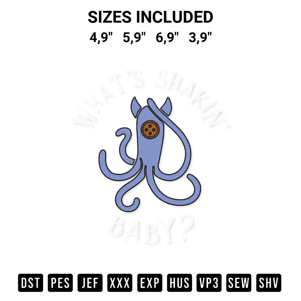 Shop the Coraline Whats Shakin Baby Funny Coraline Squid Coraline Movie Logo Embroidery Design machine embroidery pattern at Designspacks.com. Beautifully digitized for flawless stitching on any fabric. Available sizes: 4,9", 5,9", 6,9", 3,9".