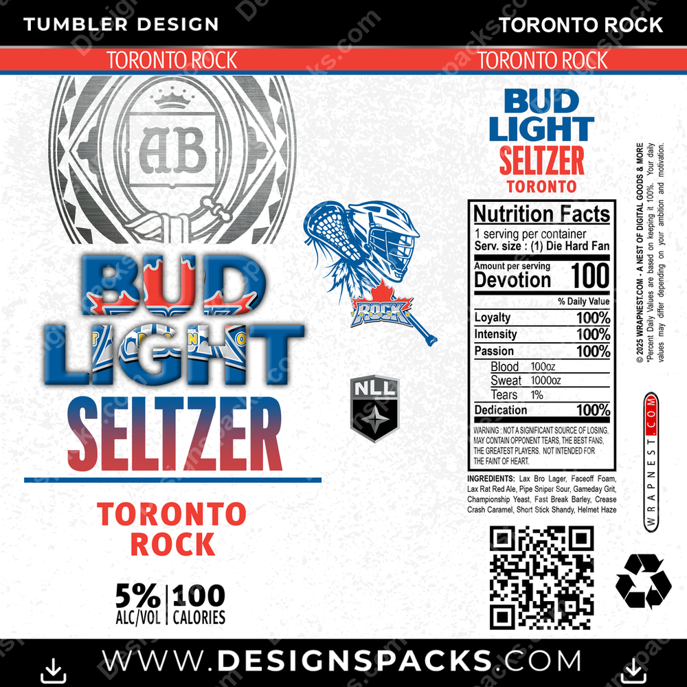 Lacrosse Bud Light Seltzer Toronto Rock Tumbler Digital Wrap Design