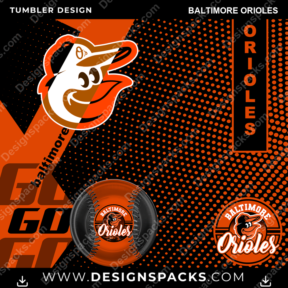 Baseball GO Baltimore Orioles Tumbler Digital Wrap Design