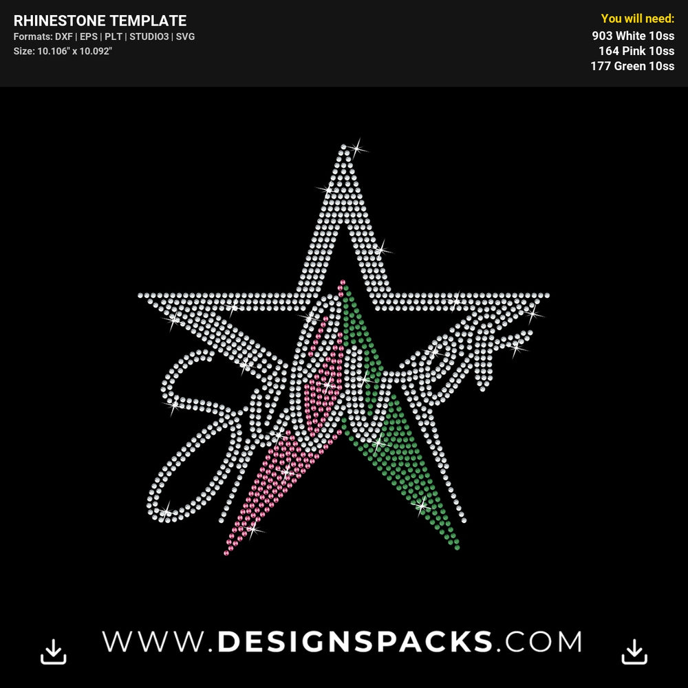Silver Aka Star Rhinestone Digital Template