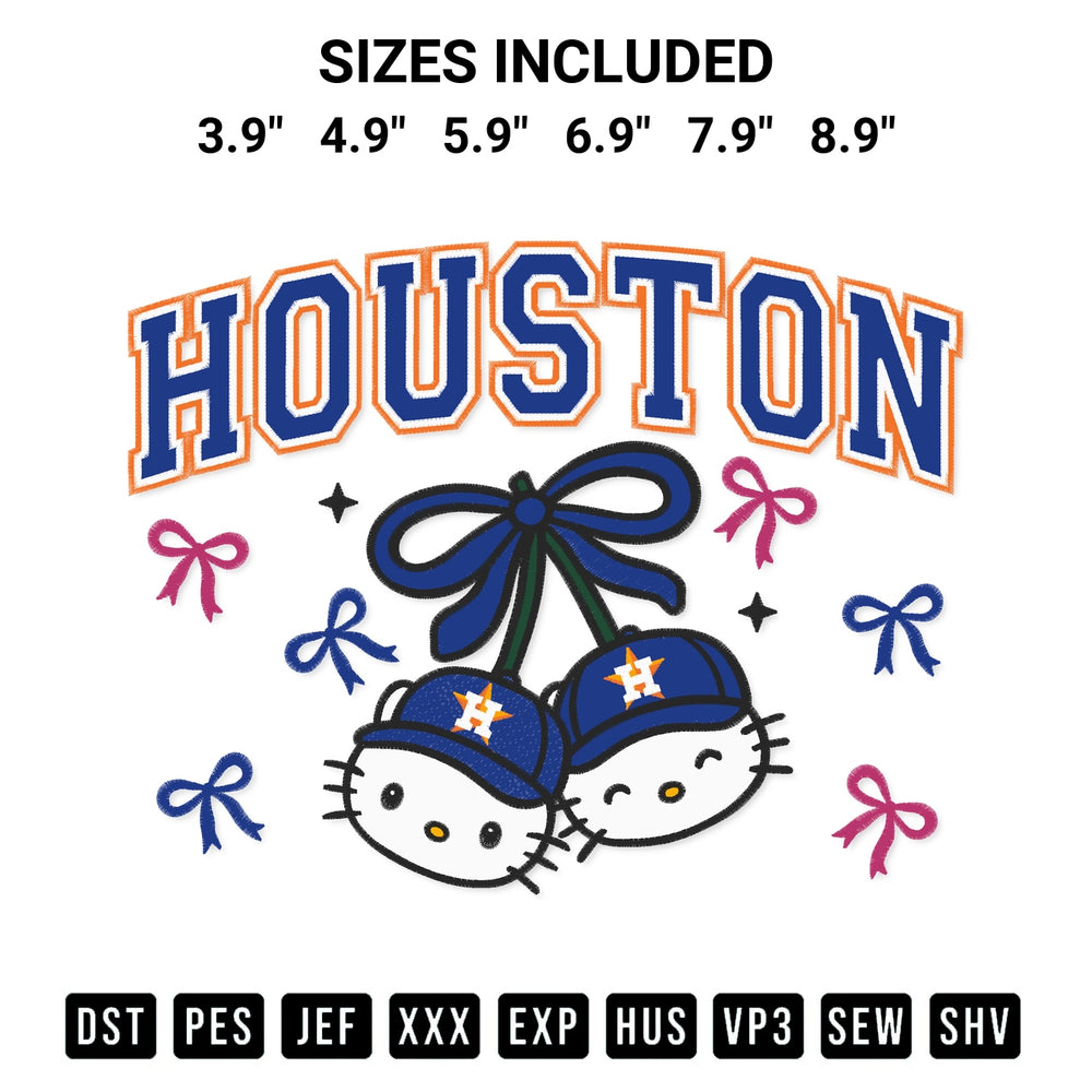 Add a unique touch to your apparel with the Houston Astros Hello Kitty Cherries Embroidery Design embroidery file. Premium instant download available now on Designspacks.com. Available sizes: 3.9", 4.9", 5.9", 6.9", 7.9", 8.9".