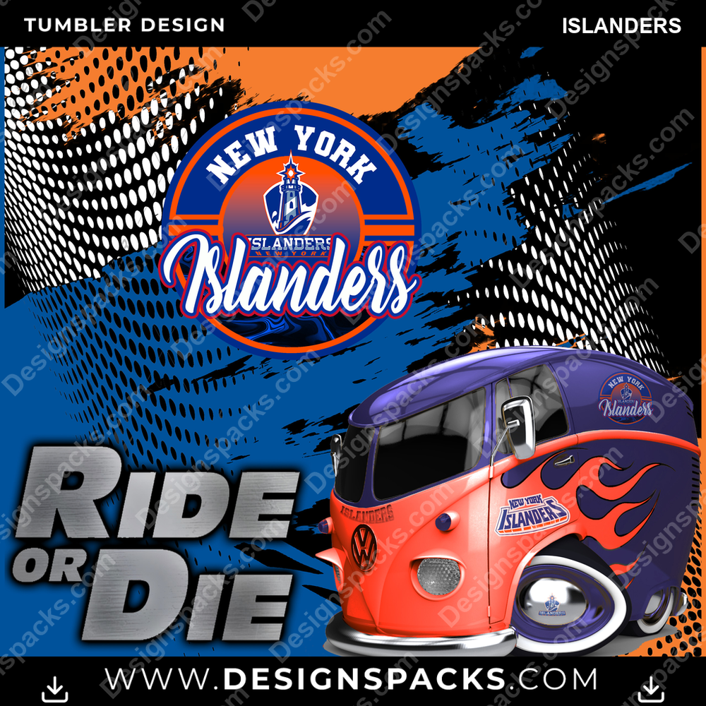 Ice Hockey RIDE or DIE ISLANDERS Tumbler Digital Wrap Design