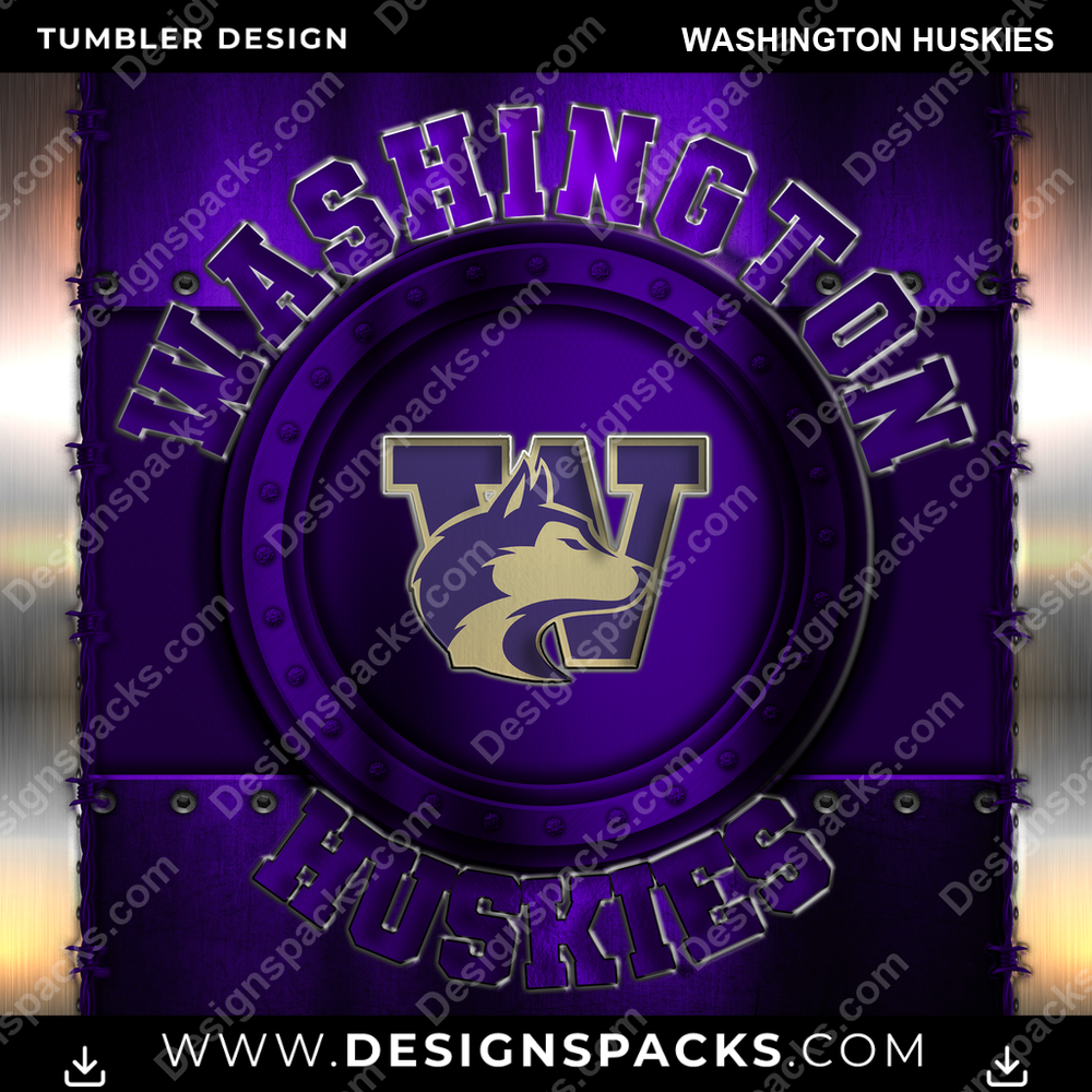 College Sport Metal Washington Huskies NCAA College Sport Tumbler Digital Wrap Design Download