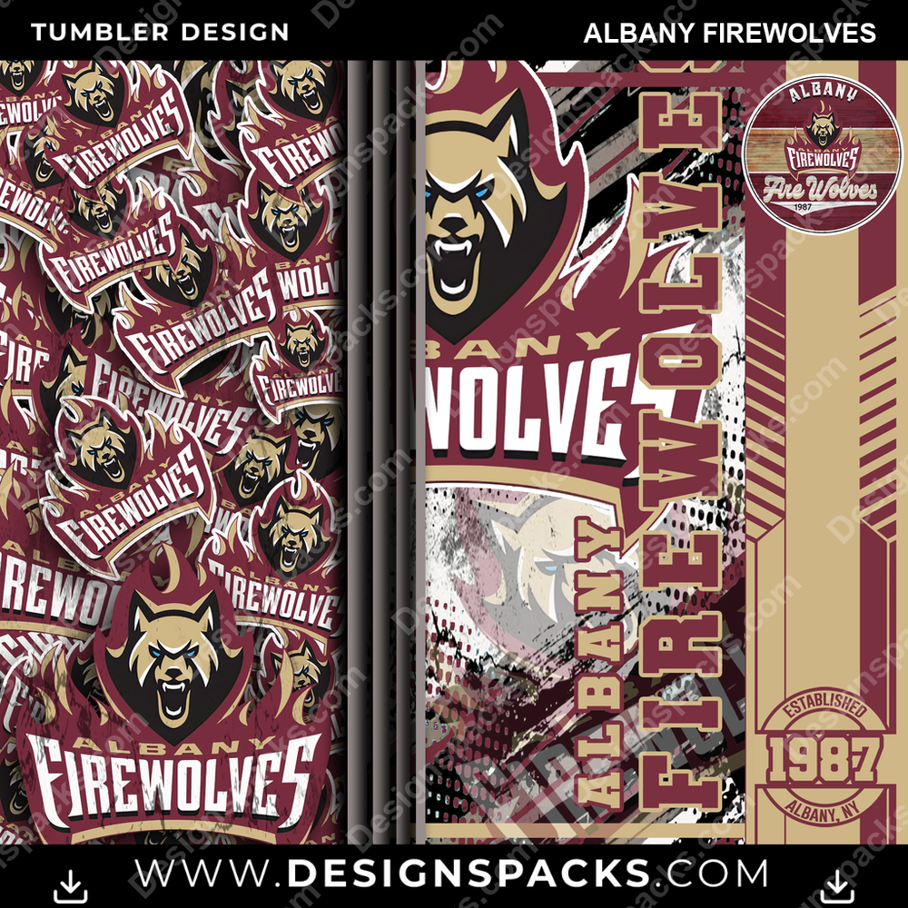 Lacrosse Sports Albany FireWolves Tumbler Digital Wrap Design