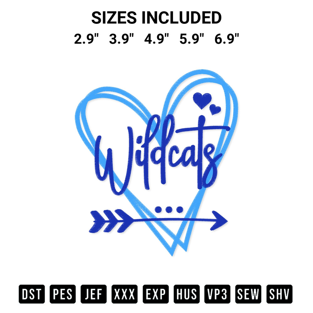 Transform your fabrics with the Villanova Wildcats Heart Embroidery Design embroidery design. Instant access to premium digitized patterns at Designspacks.com. Available sizes: 2.9", 3.9", 4.9", 5.9", 6.9".