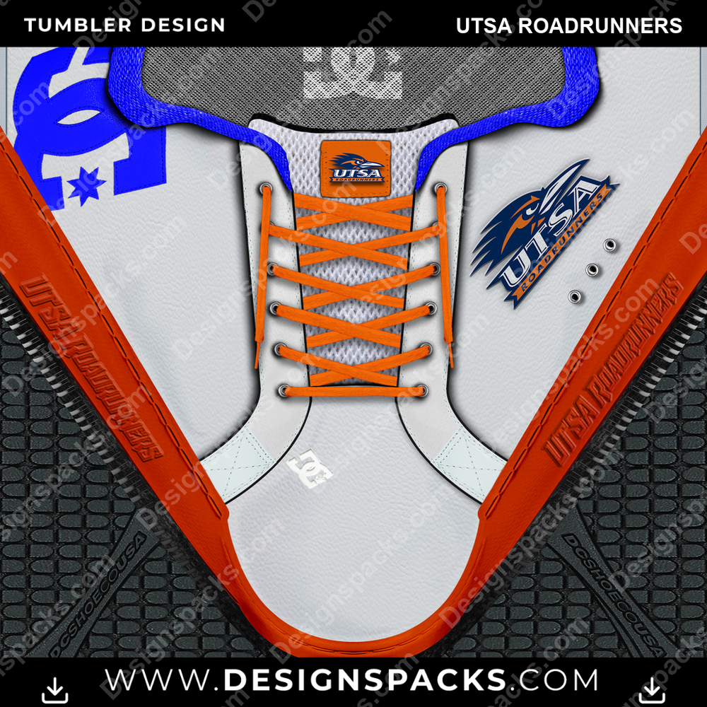 College Sport DC Sneaker UTSA Roadrunners NCAA College Sport Tumbler Digital Wrap Design Download