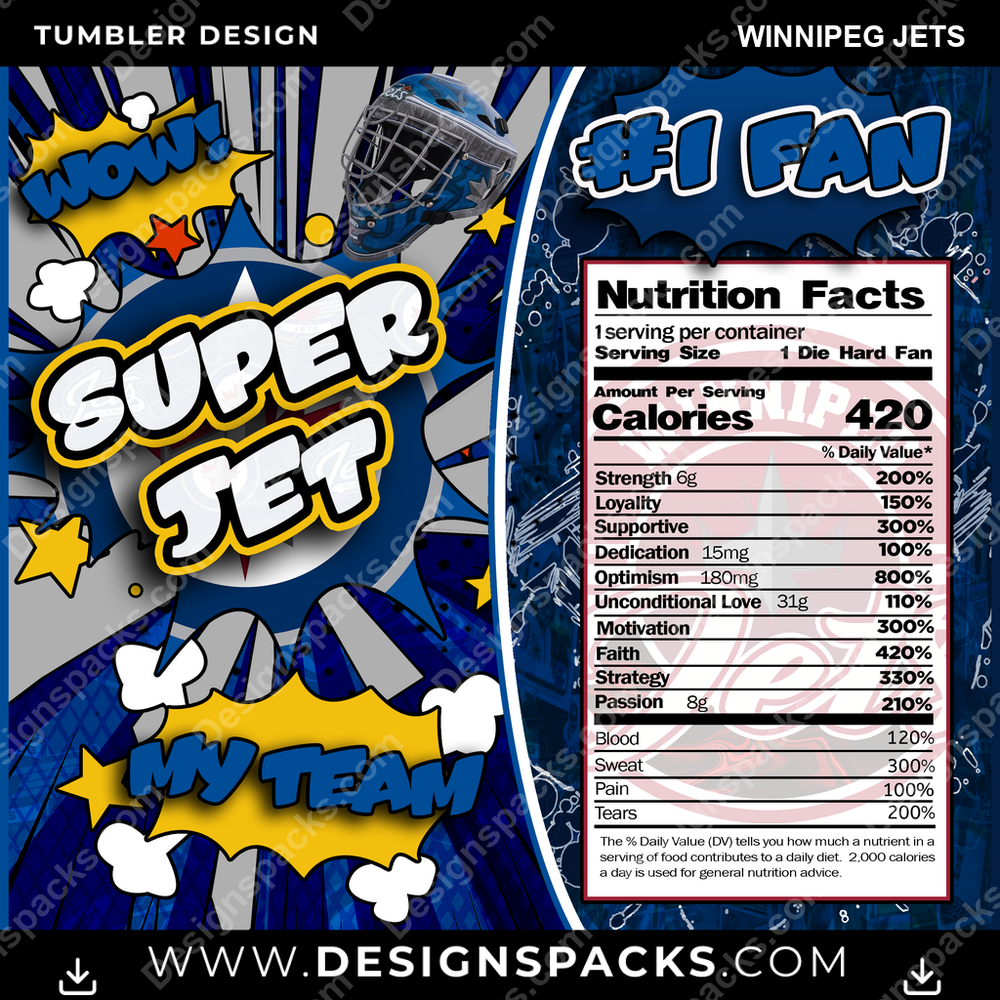 Hockey Super Team Winnipeg Jets Tumbler Digital Wrap Design
