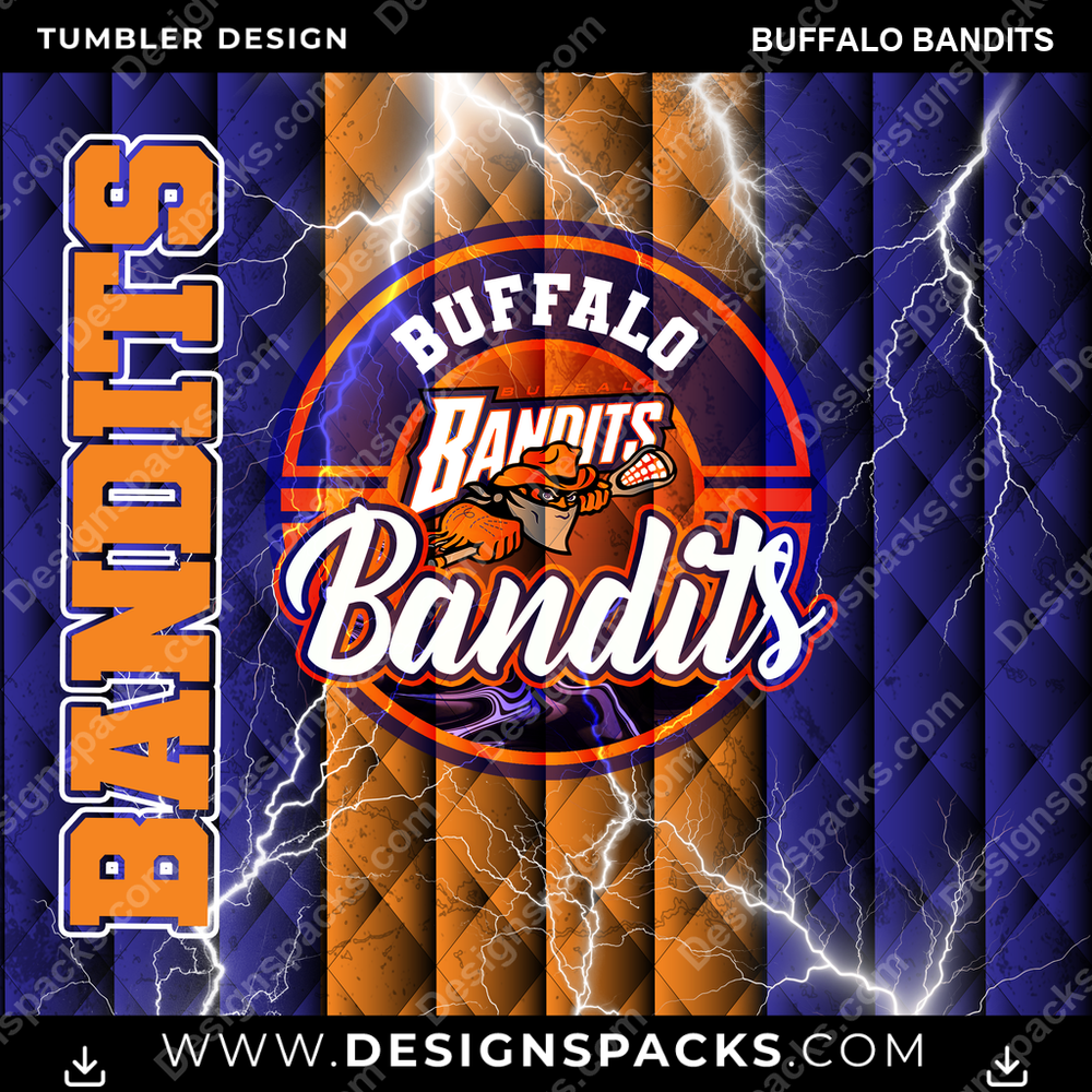 Lacrosse Diamond Buffalo Bandits Tumbler Digital Wrap Design