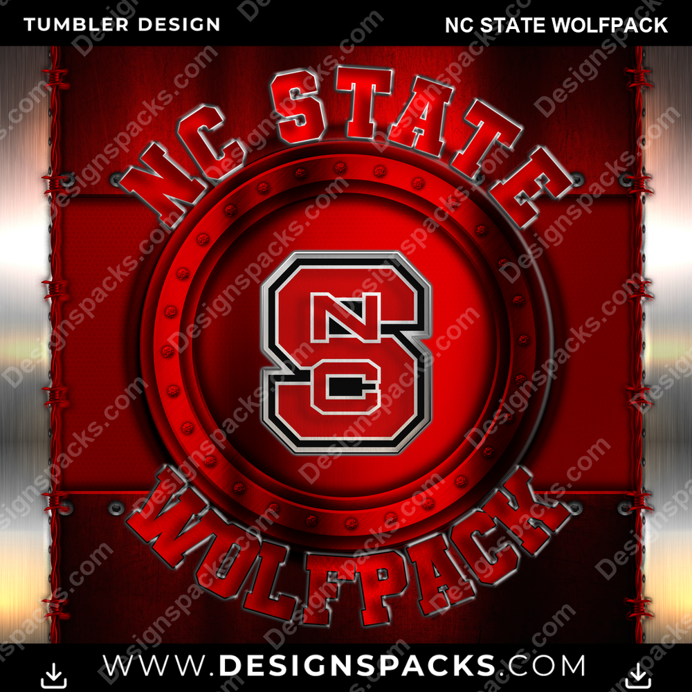 College Sport Metal Nc State Wolfpack Tumbler Digital Wrap Design