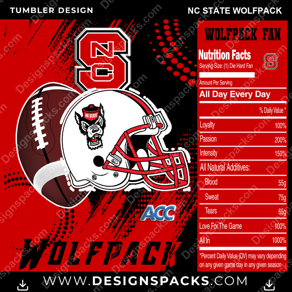 College Sport Team Fan CFB Nc State Wolfpack Tumbler Digital Wrap Design