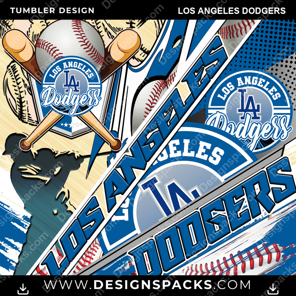 Baseball Silhouette Los Angeles Dodgers Tumbler Digital Wrap Design