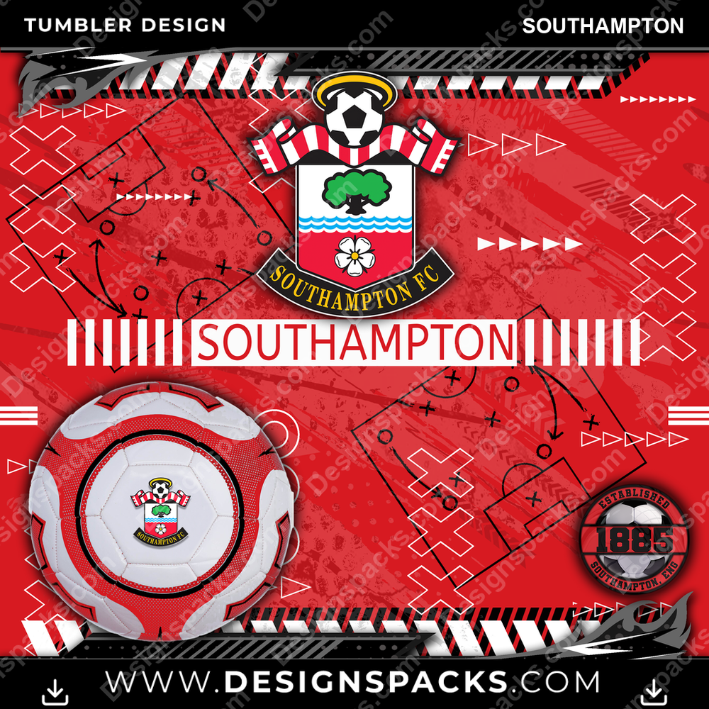 Soccer UK Xs & Os Southampton Tumbler Digital Wrap Design