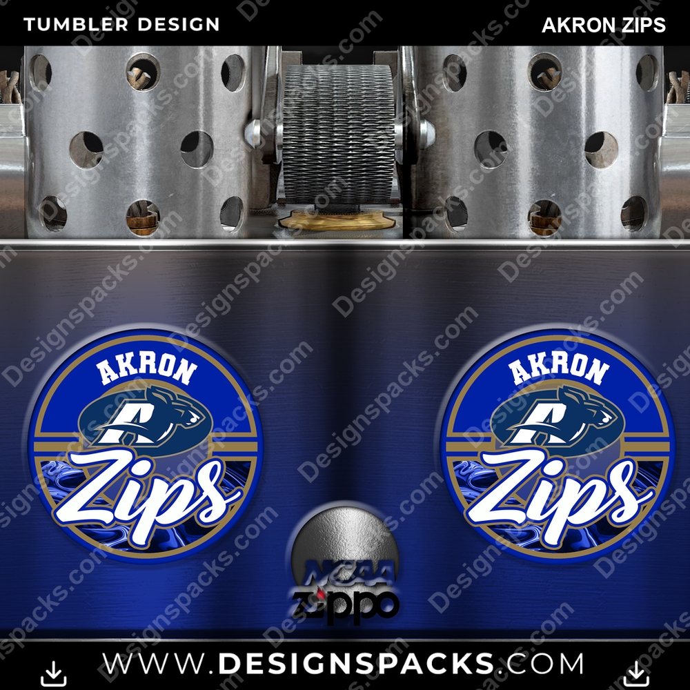 College Sport Zippo Lighter Akron Zips Tumbler Digital Wrap Design
