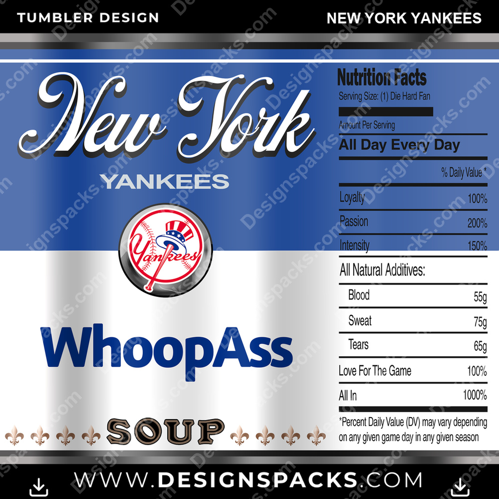 Baseball Soup Can New York Yankees Tumbler Digital Wrap Design