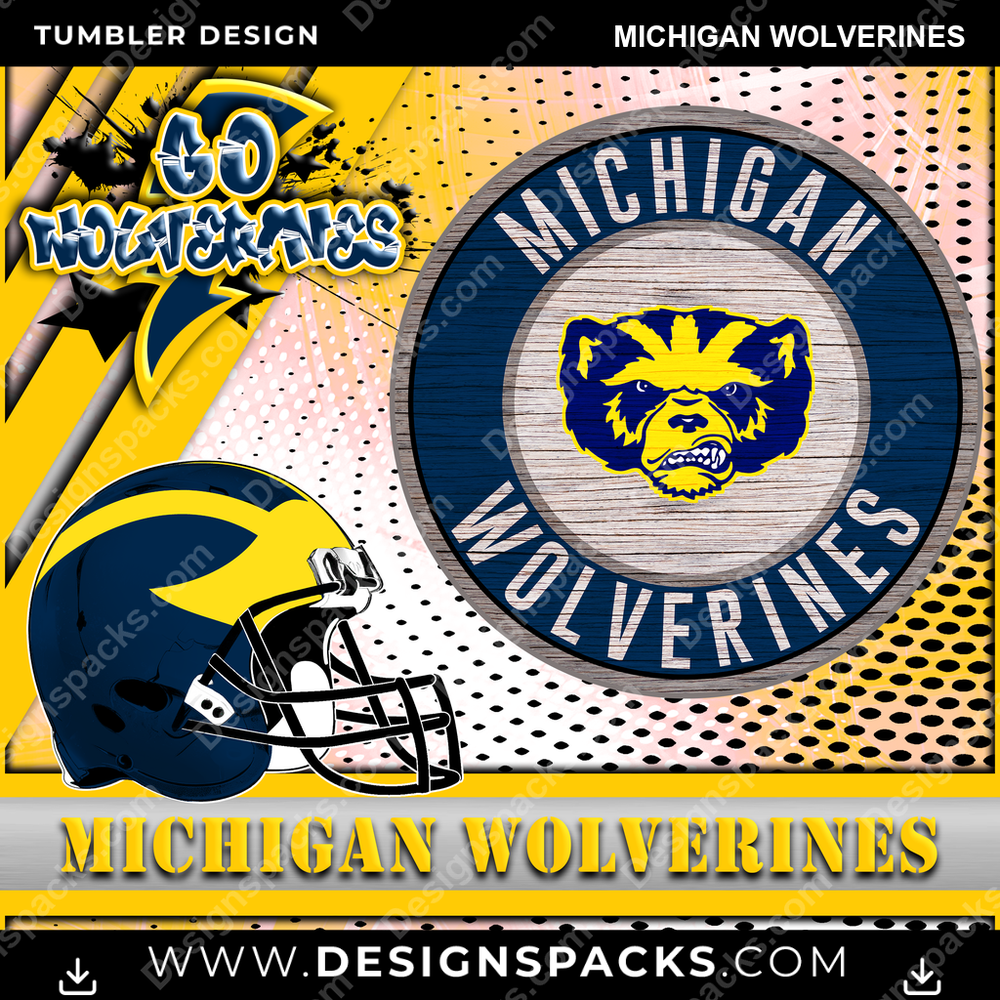 College Sport Go Team 2 Michigan Wolverines NCAA College Sport Tumbler Digital Wrap Design Download
