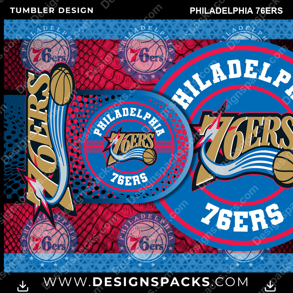 Basketball Hyper Philadelphia 76ers Tumbler Digital Wrap Design