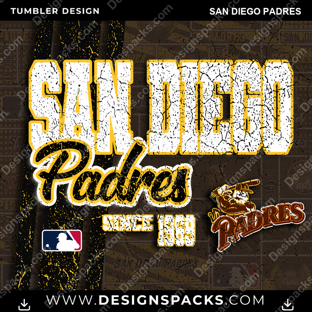 Baseball Grunge San Diego Padres Tumbler Digital Wrap Design