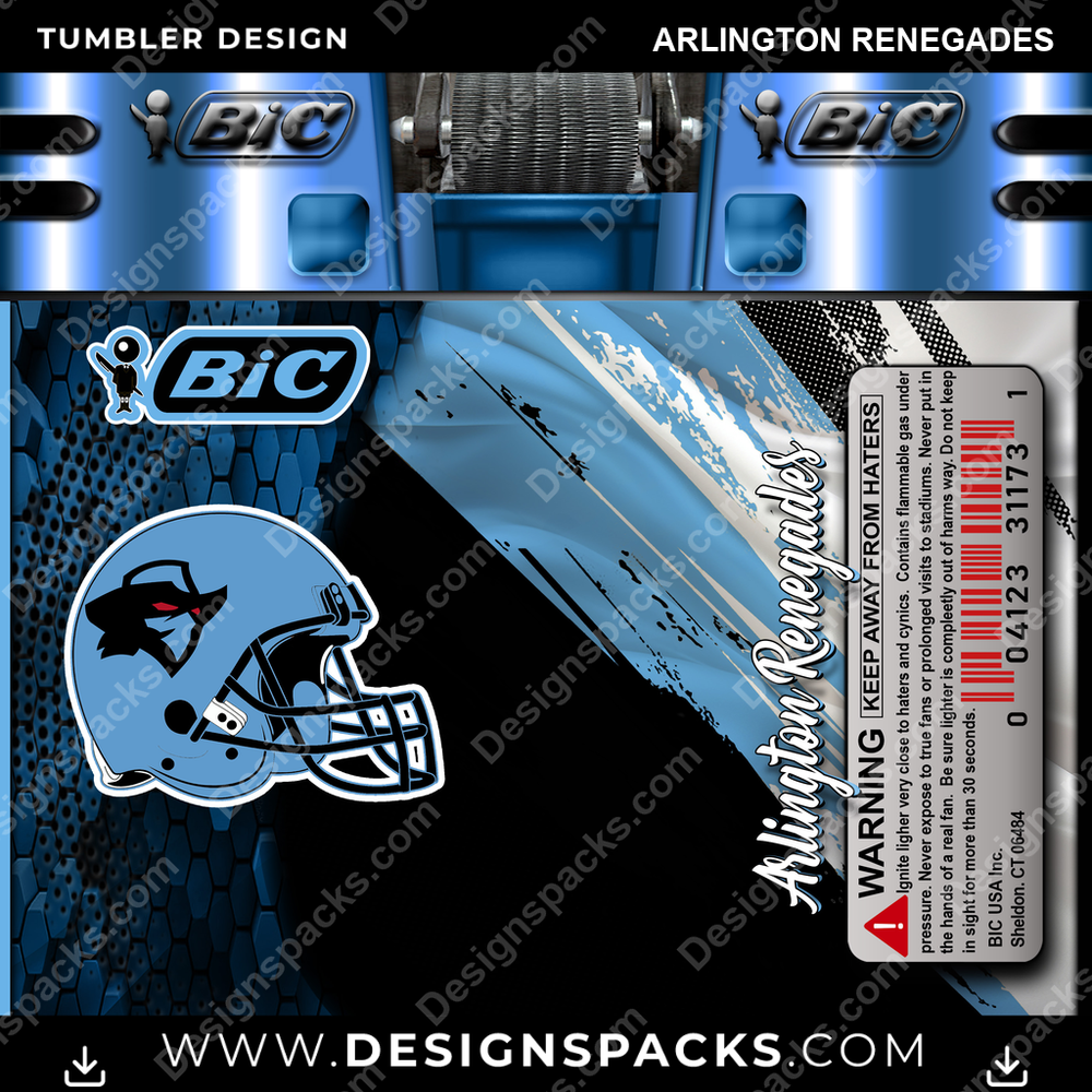 Canada Football BIC Lighter Arlington Renegades CFL Canada Tumbler Digital Wrap Design Download