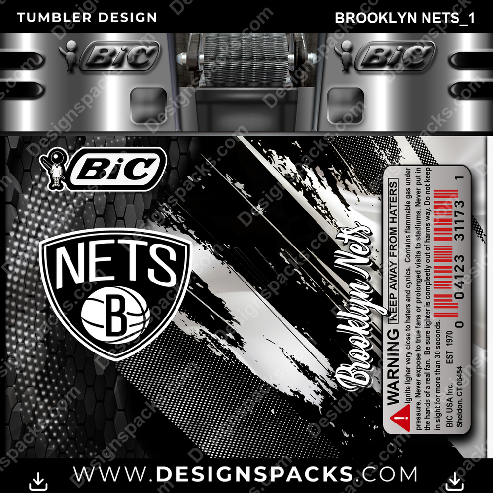 Basketball BIC Lighter Brooklyn Nets_1 Tumbler Digital Wrap Design