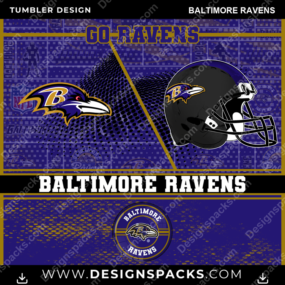 Football Sports Baltimore Ravens NFL Football Tumbler Digital Wrap Design Download