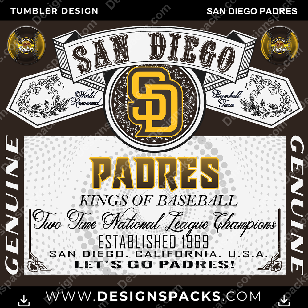 Baseball Bud San Diego Padres Tumbler Digital Wrap Design