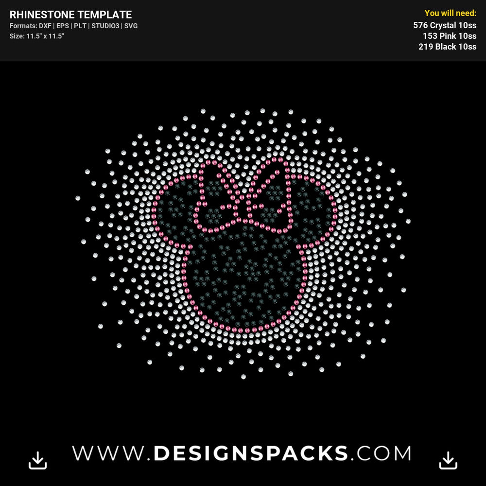 Minnie Sparkle Leopard Rhinestone Digital Template